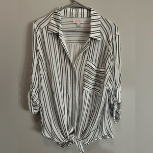 Lightweight button down with tie front